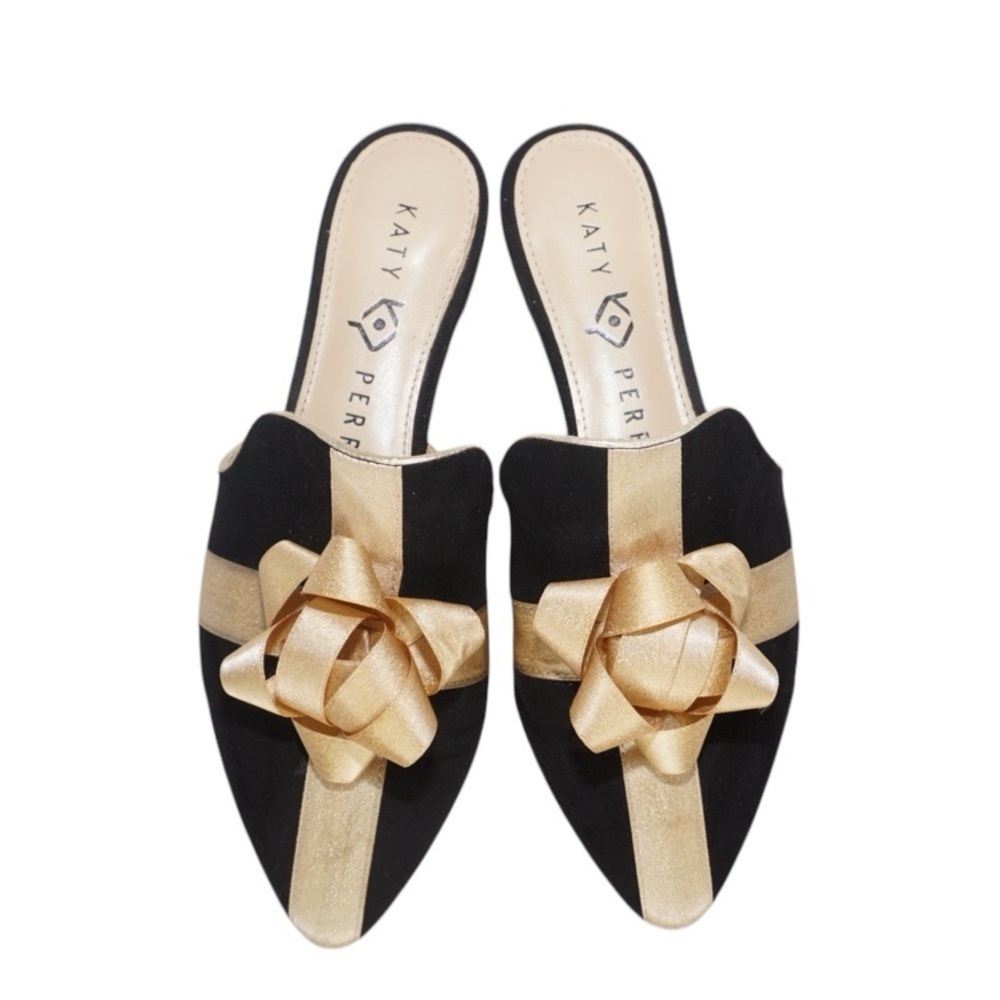 Katy Perry Collections Women's Black and Gold Bow Mules, Size 6